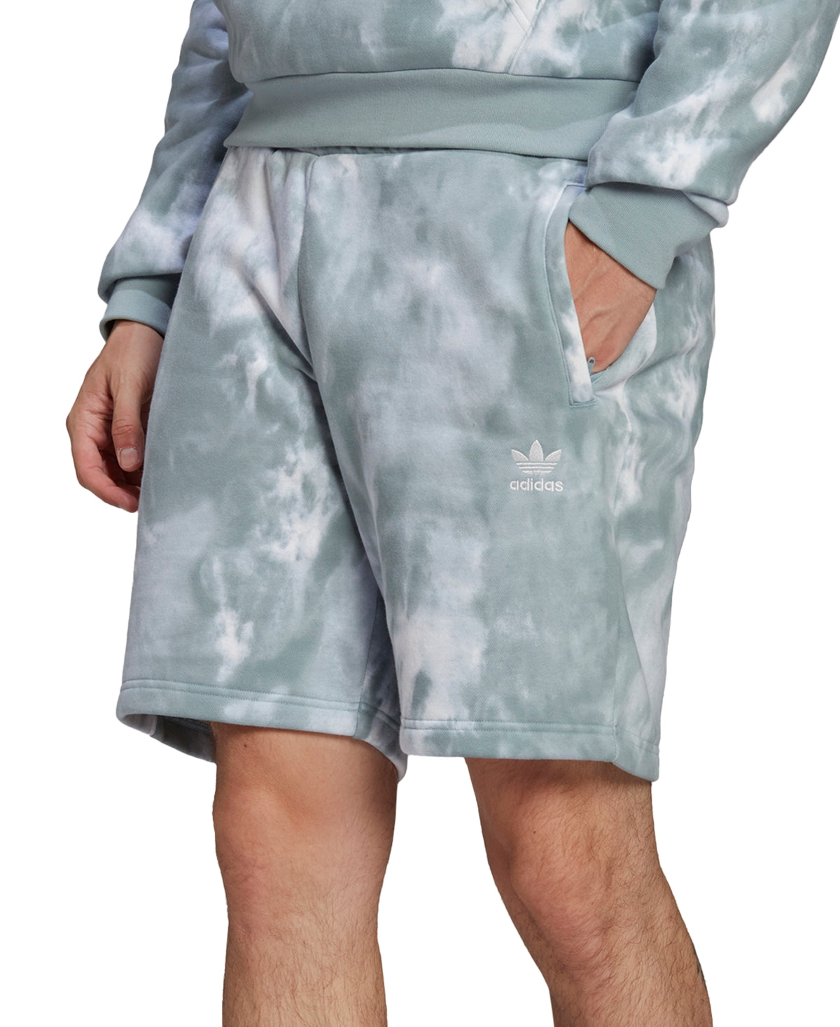adidas Men's Adicolor Essential Tie Dye Sweat Shorts Gray Size X-Large