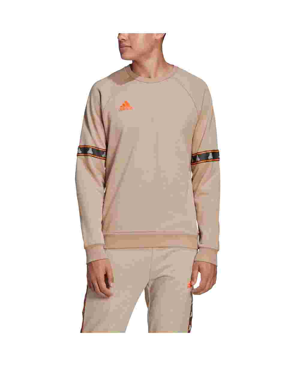 Adidas Men's Logo Graphic Long Sleeve Crew Neck Classic Fit Pullover Sweater Brown Size Small