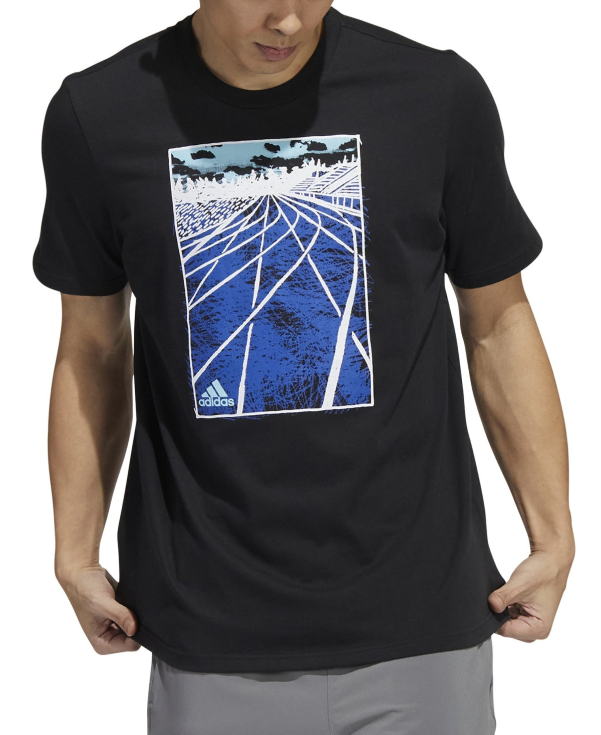 adidas Men's Sketch Track T-Shirt Black Size X-Large