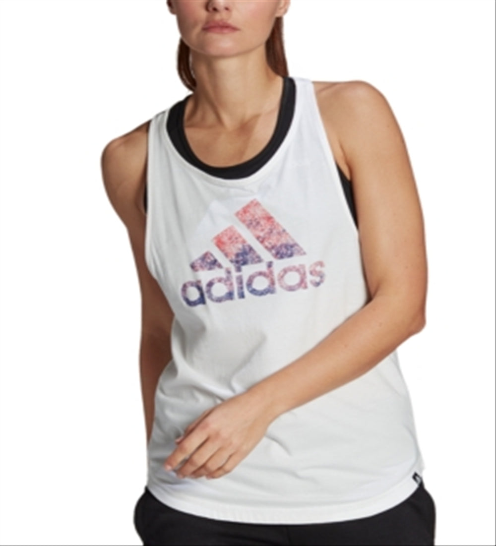 adidas Women's Cotton Graphic Tank Top White Size X-Small