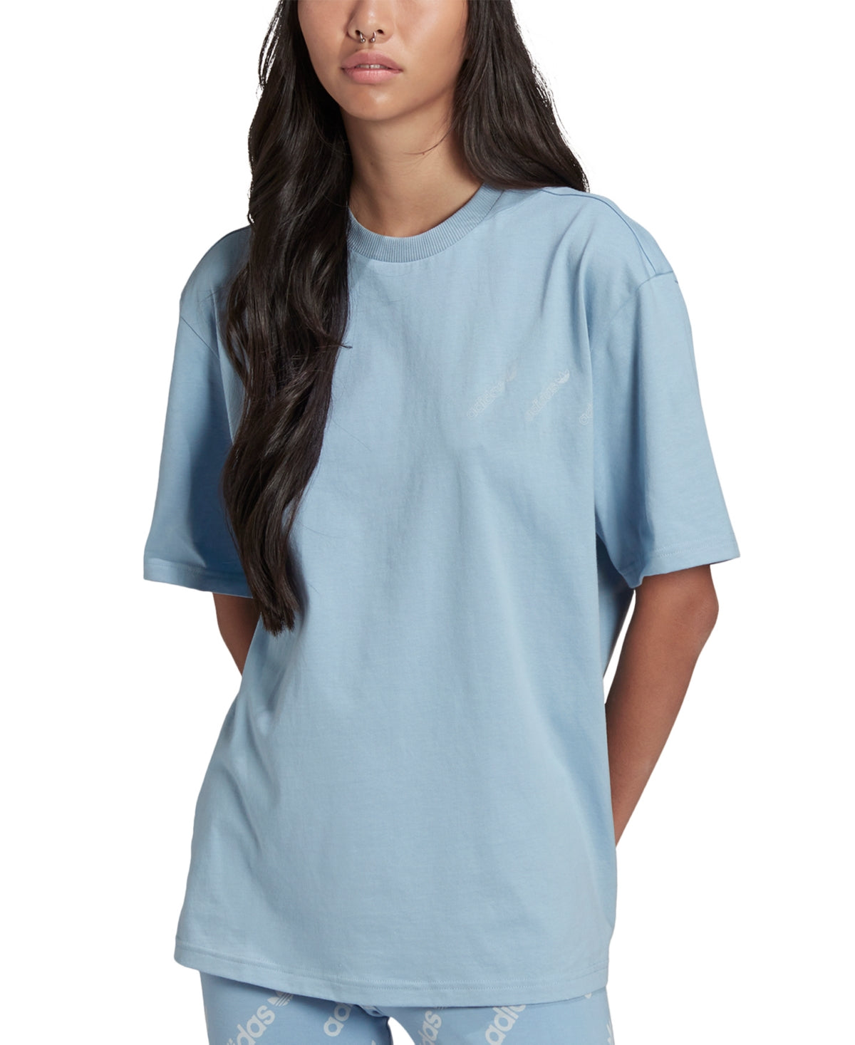 adidas Women's Cotton T-Shirt Blue Size Small