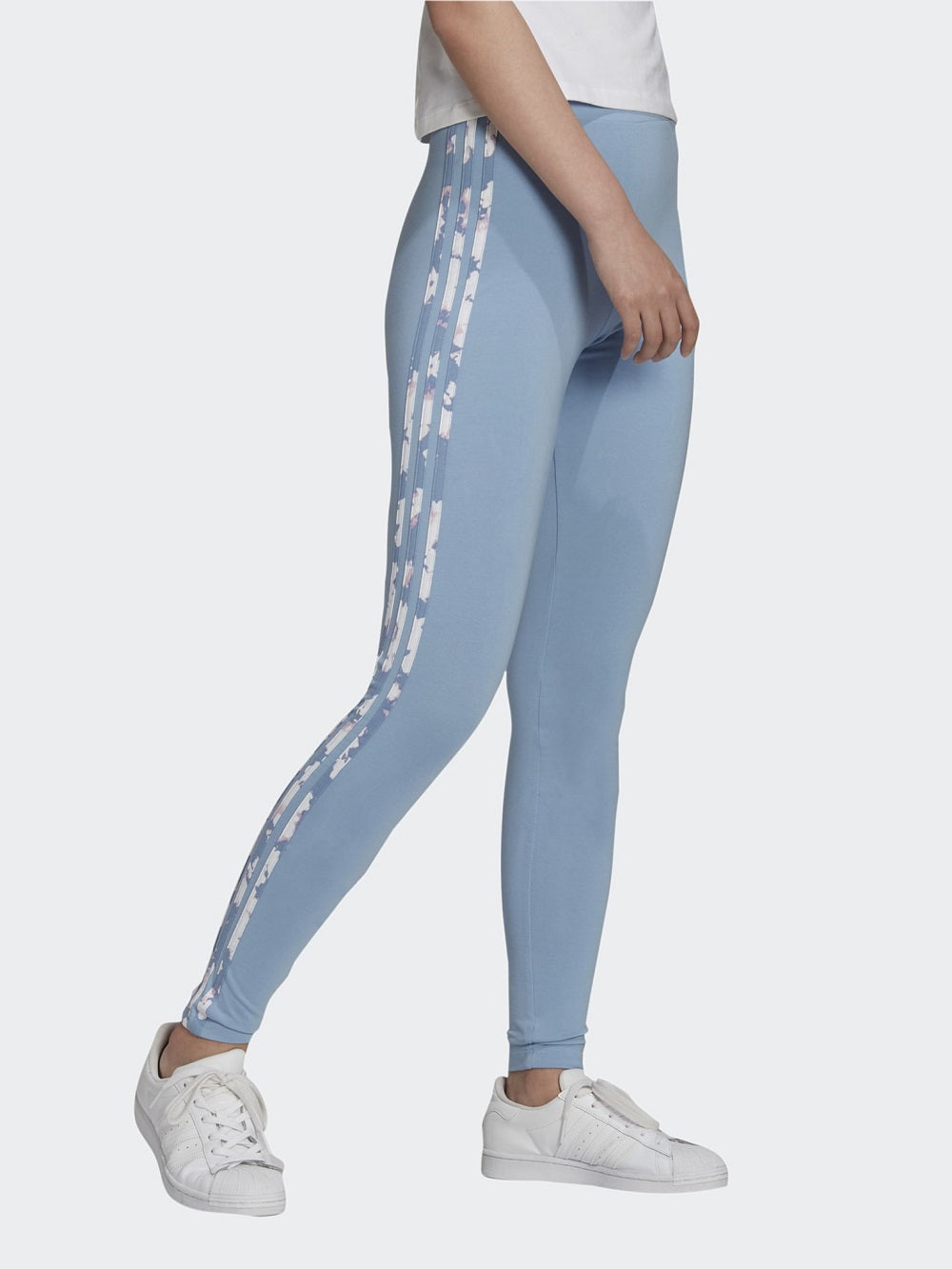 adidas Women's Floral 3 Stripe Leggings Blue Size X-Small