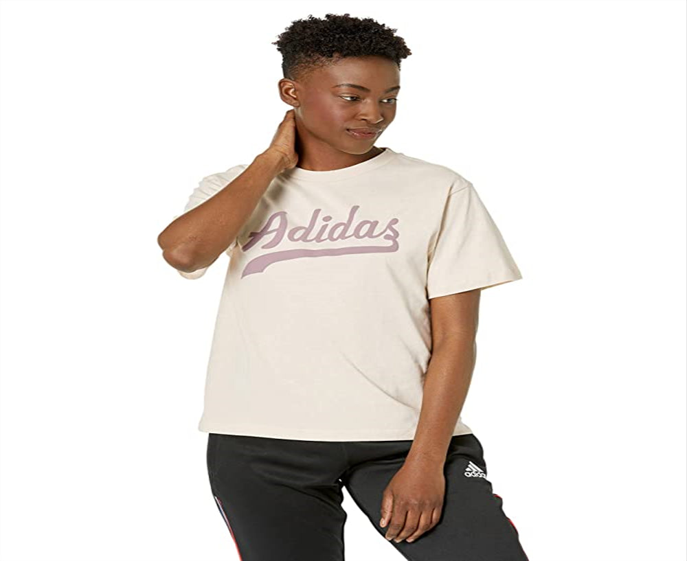 adidas Women's Logo Play Regular Tee White Size Small
