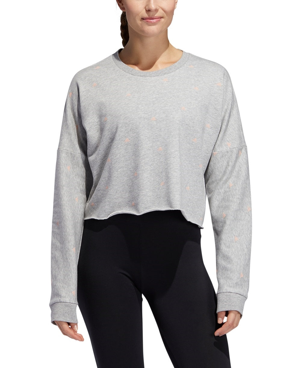 Adidas Women's Logo Print French Terry Sweatshirt Grey Size XX-Large