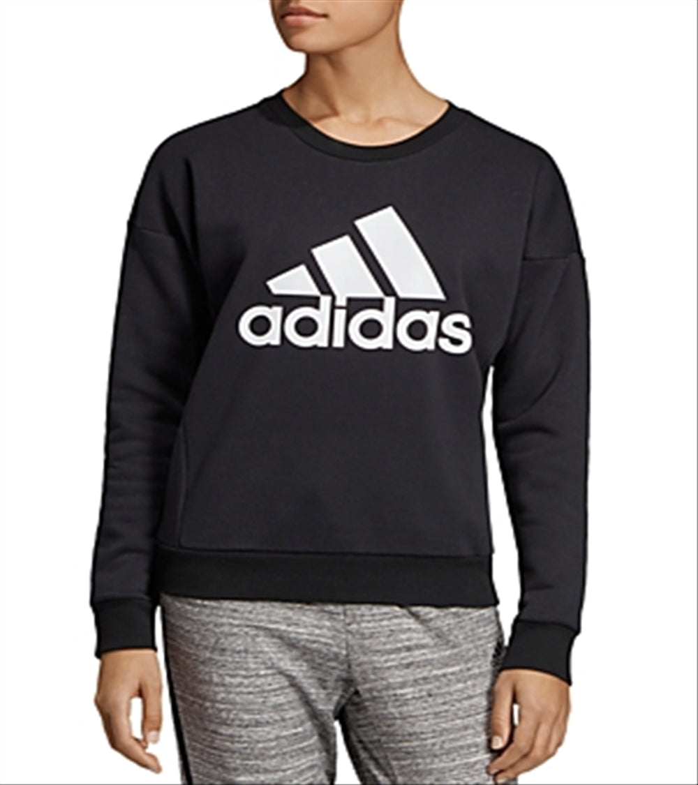 adidas Women's Sport Performance Logo Fitness Sweatshirt Black Size X-Small