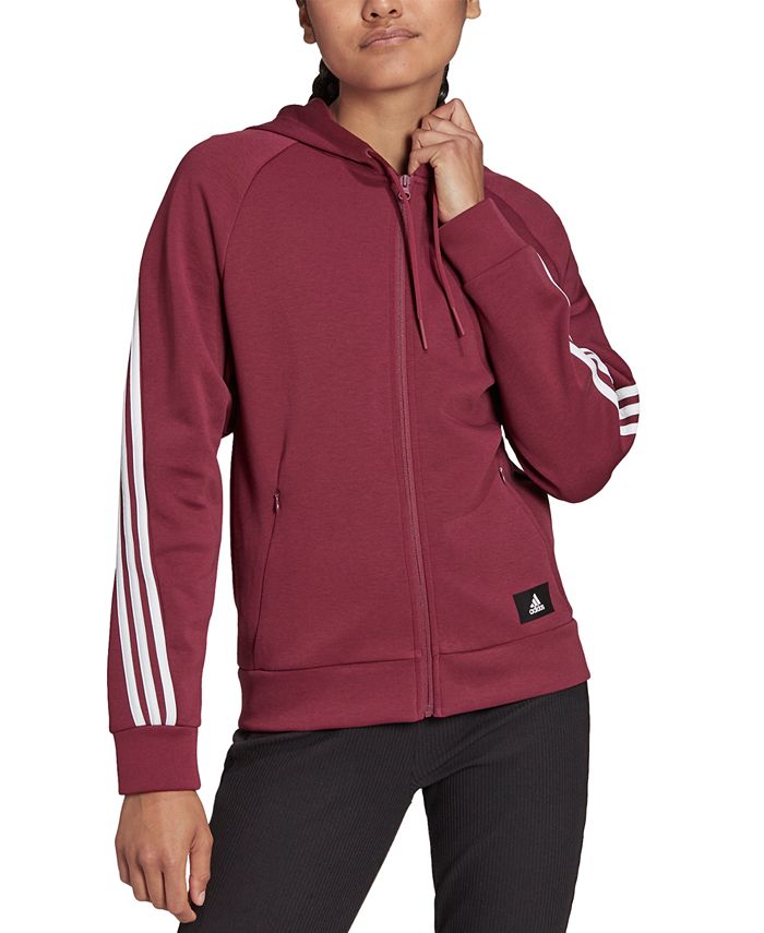 adidas Women's Zip Front Hooded Jacket Red Size Small
