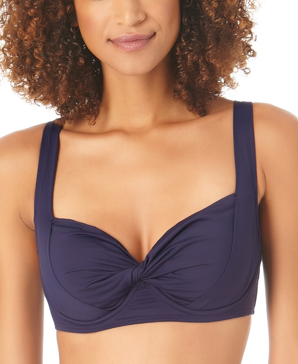 Anne Cole Women's Retro Twist Underwire Bra Bikini Top Swimsuit Blue