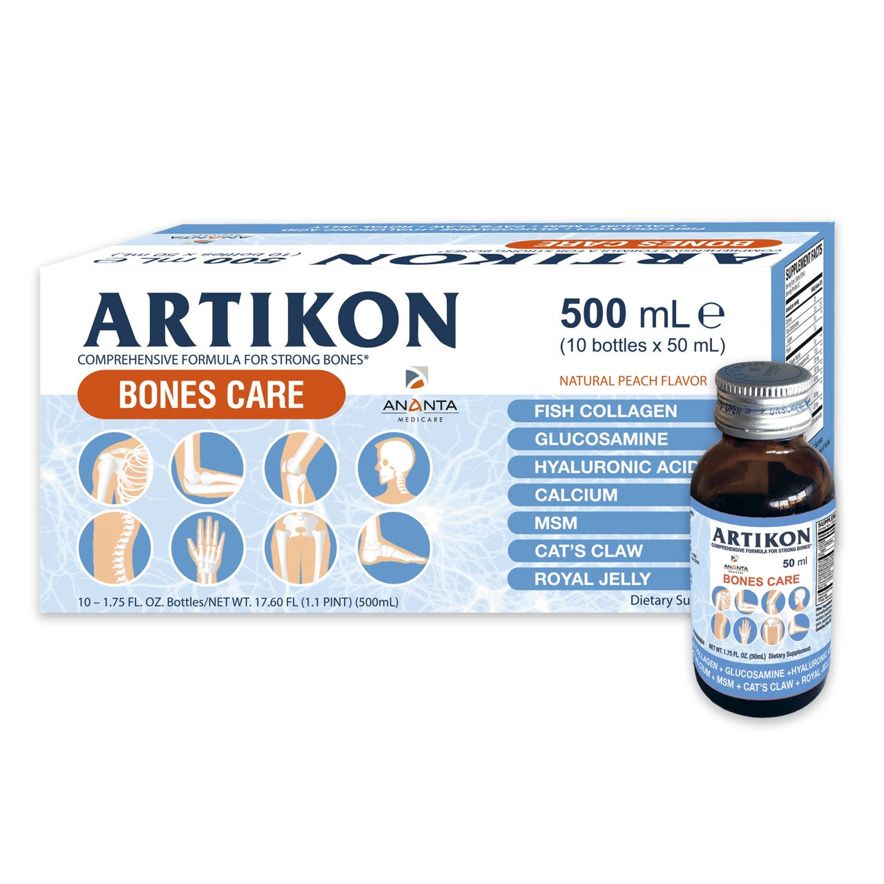 ARTIKON Ananta Medicare Limited Comprehensive Formula for Strong Bones,1.75 Oz - (10 Pack)