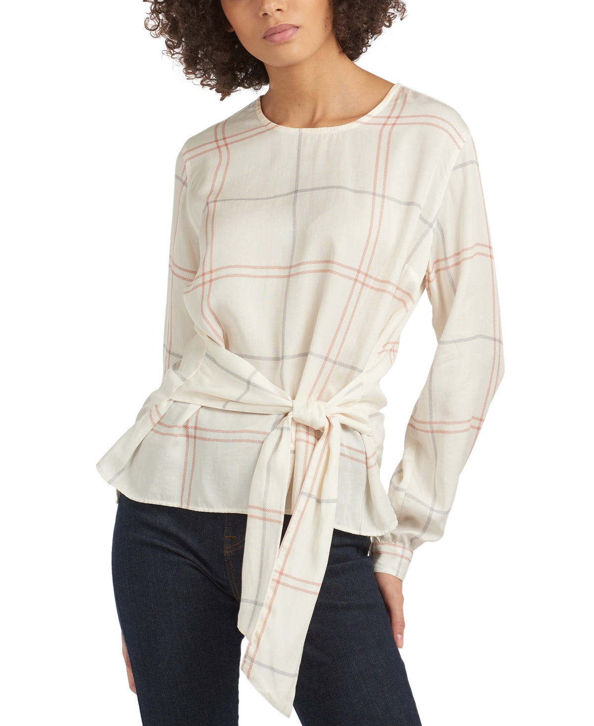 Barbour Women's Printed Crew Neck Top White Size 8