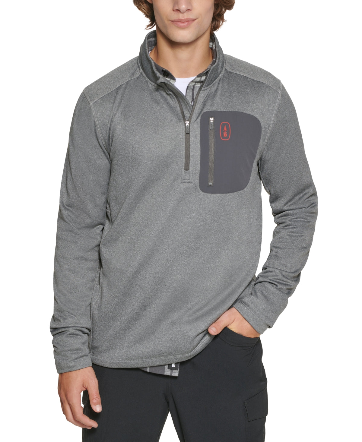 Bass Outdoor Men's Highline Trail Regular Fit Moisture Wicking Stretch Half Zip Sweatshirt Gray Size XX-Large