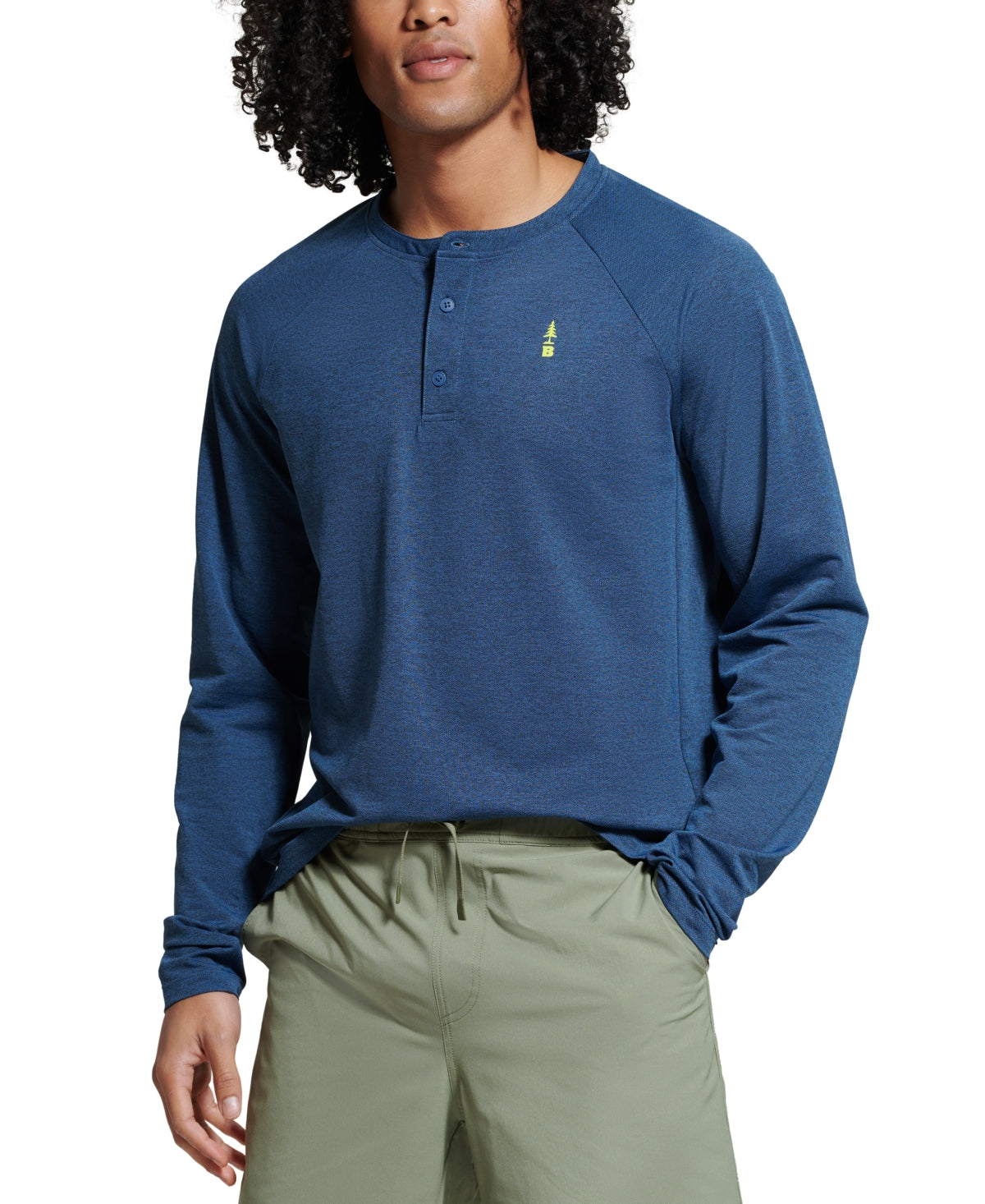 Bass Outdoor Men's Hilltop Long Sleeve Henley Blue Size Large