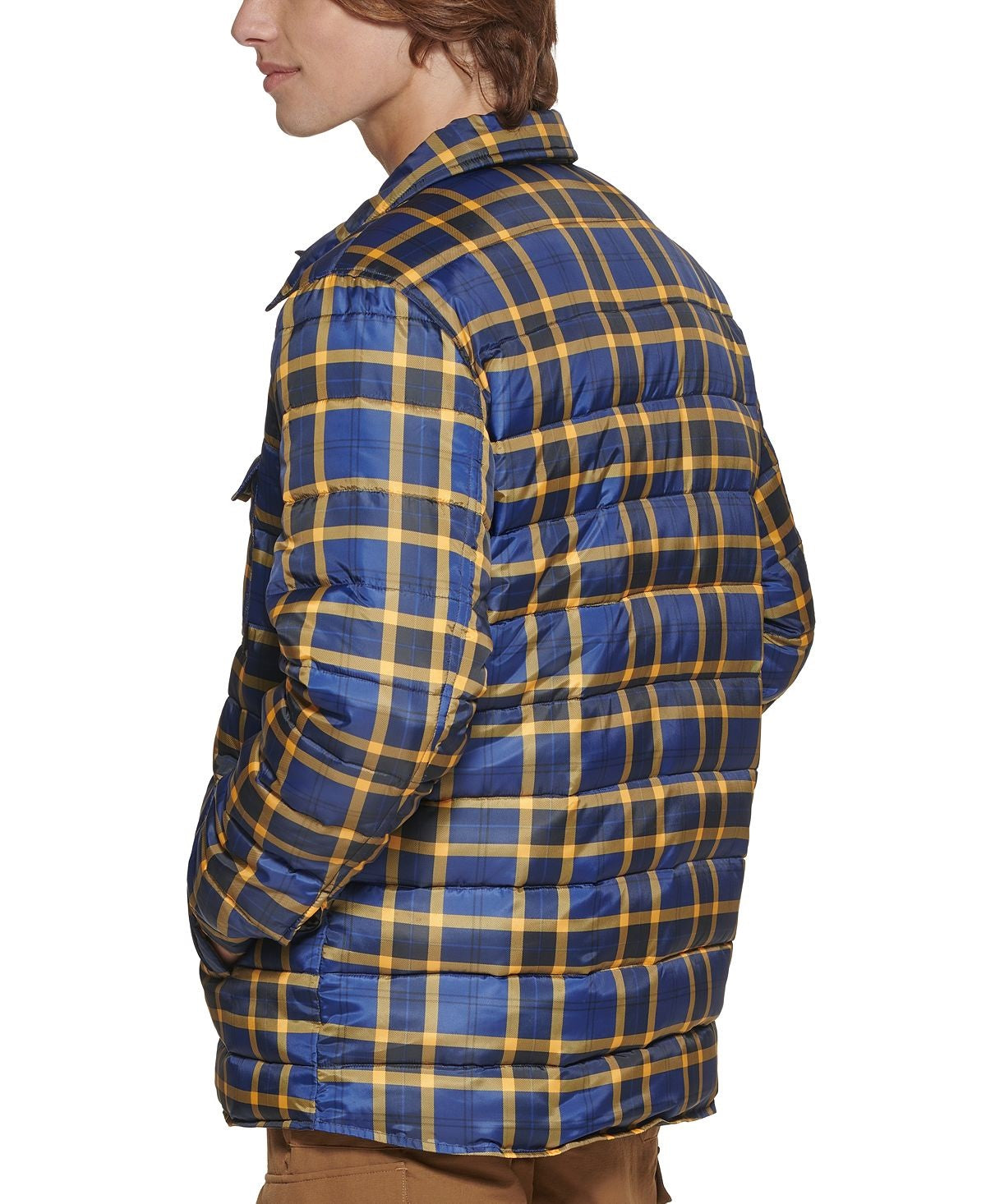 Bass Outdoor Men's Mission Plaid Puffer Jacket Blue