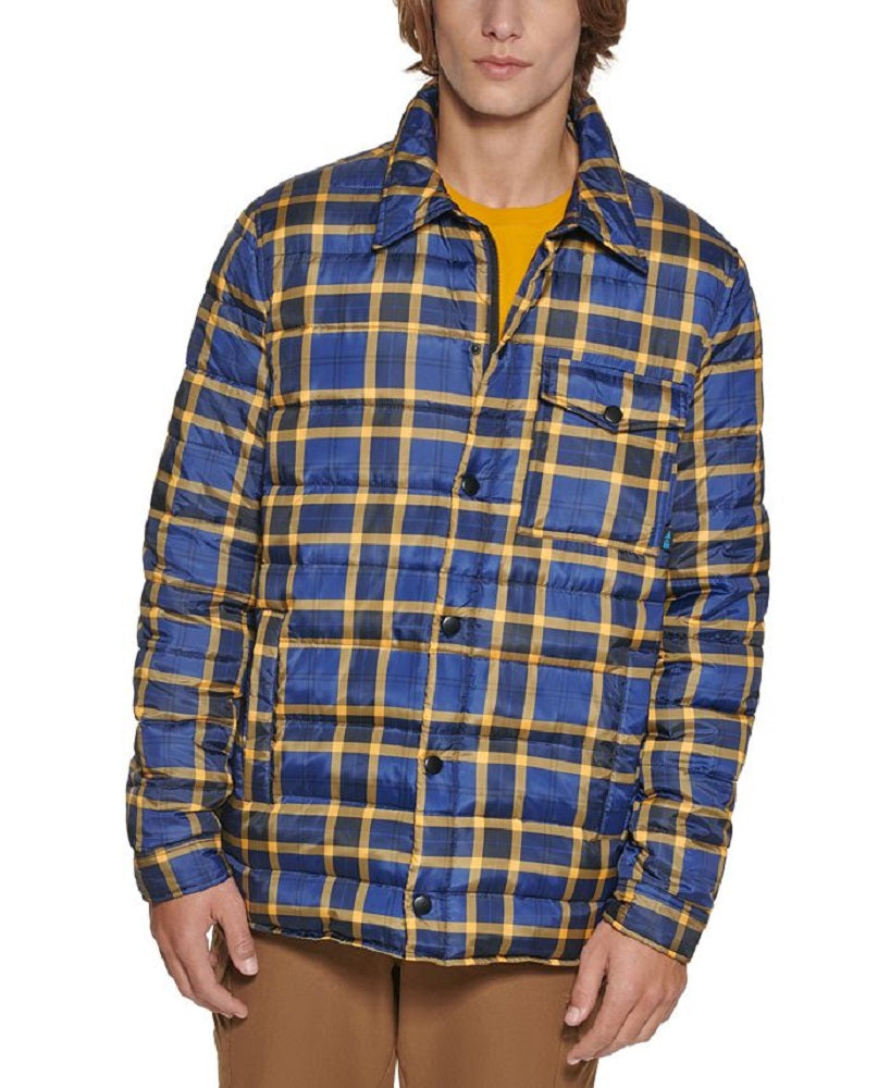 Bass Outdoor Men's Mission Plaid Puffer Jacket Blue Size Small