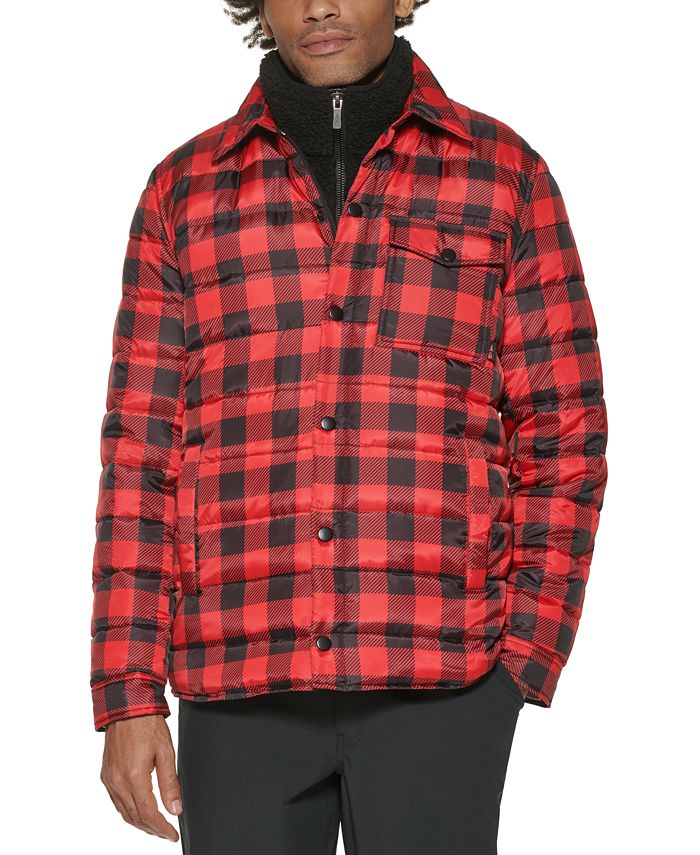 Bass Outdoor Men's Plaid Puffer Shirt Jacket Red Size Medium
