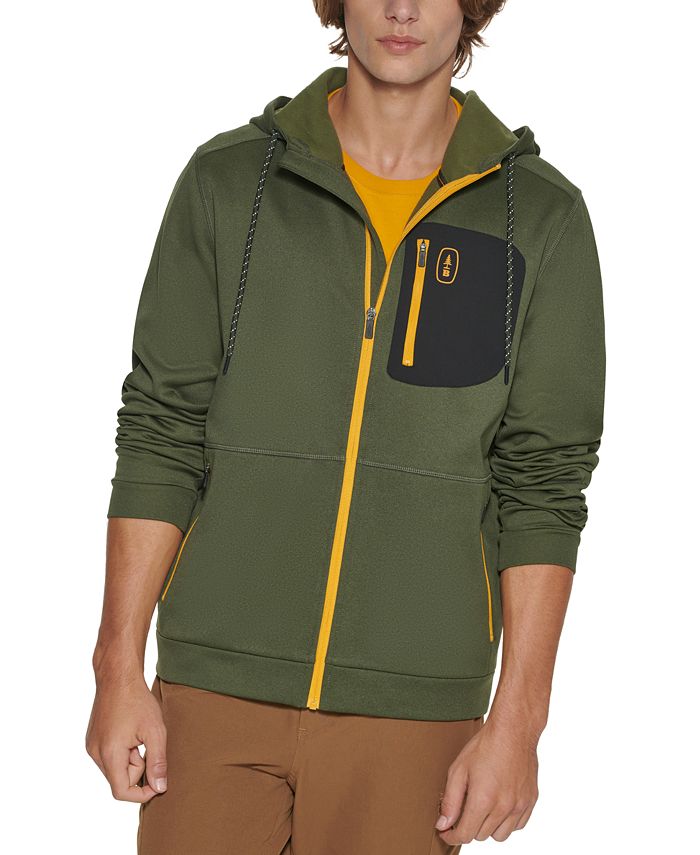 Bass Outdoor Men's Regular Fit Stretch Colorblocked Full Zip Hooded Green Size Small