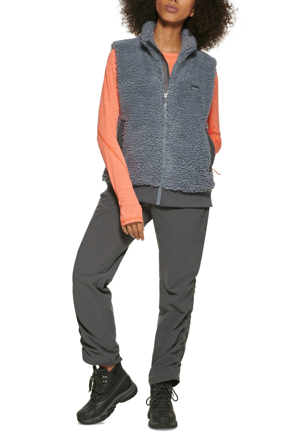 Bass Outdoor Women's Route Hiking Faux Sherpa Vest Gray Size Large