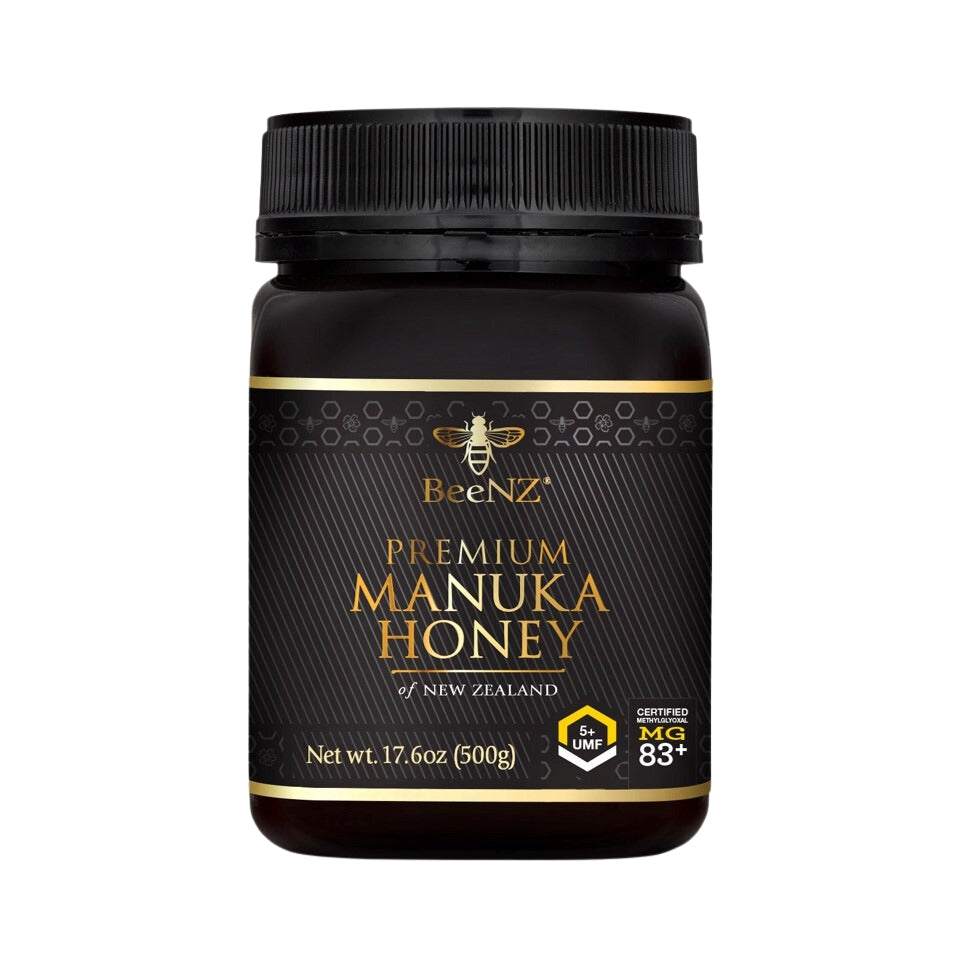 BeeNZ Premium Manuka Honey, UMF5+ | MGO 83+- 17.6oz/500gm Jar