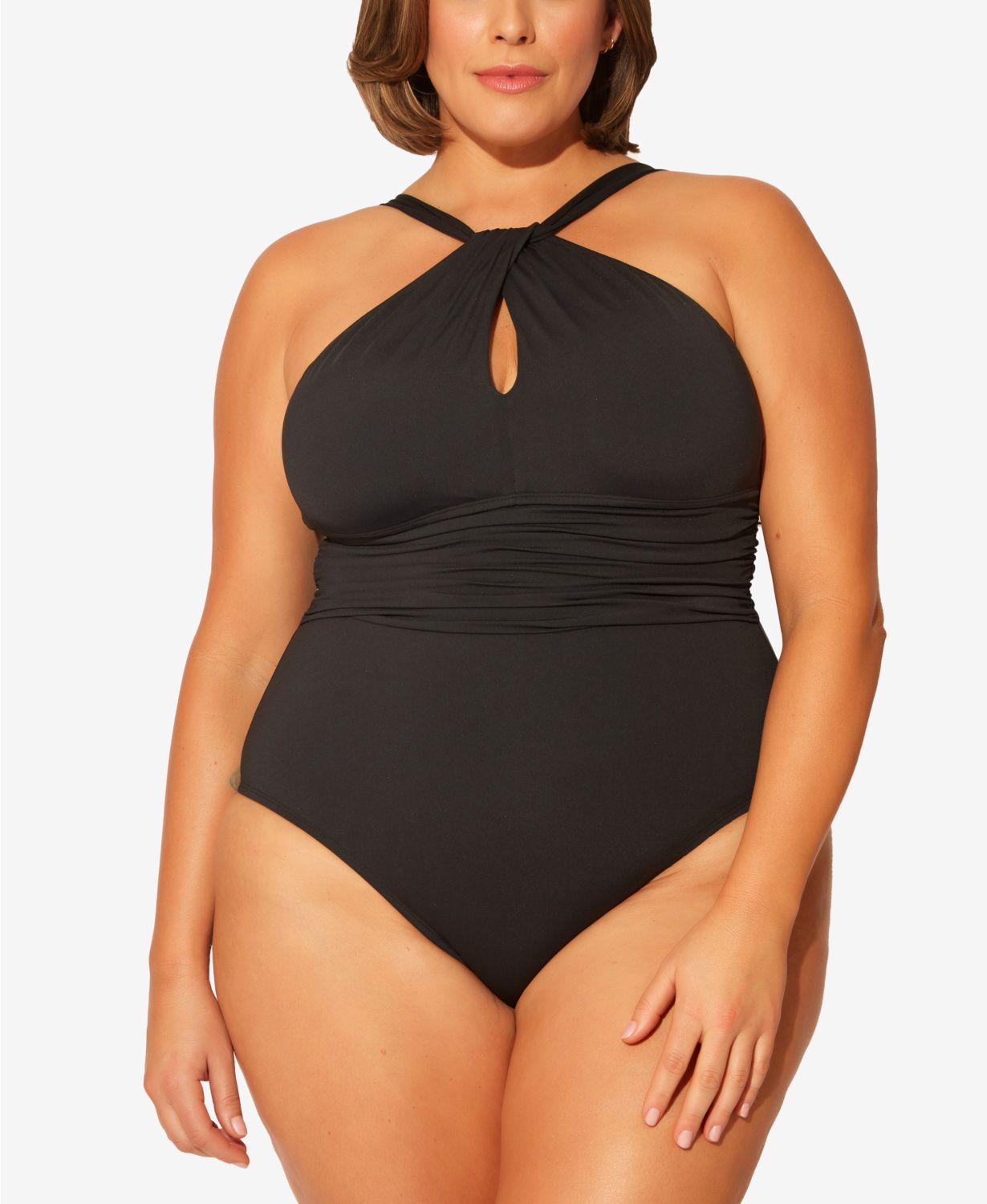 Bleu Rod Beattie Women's High Neck One Piece Swimsuit Black Size 20W