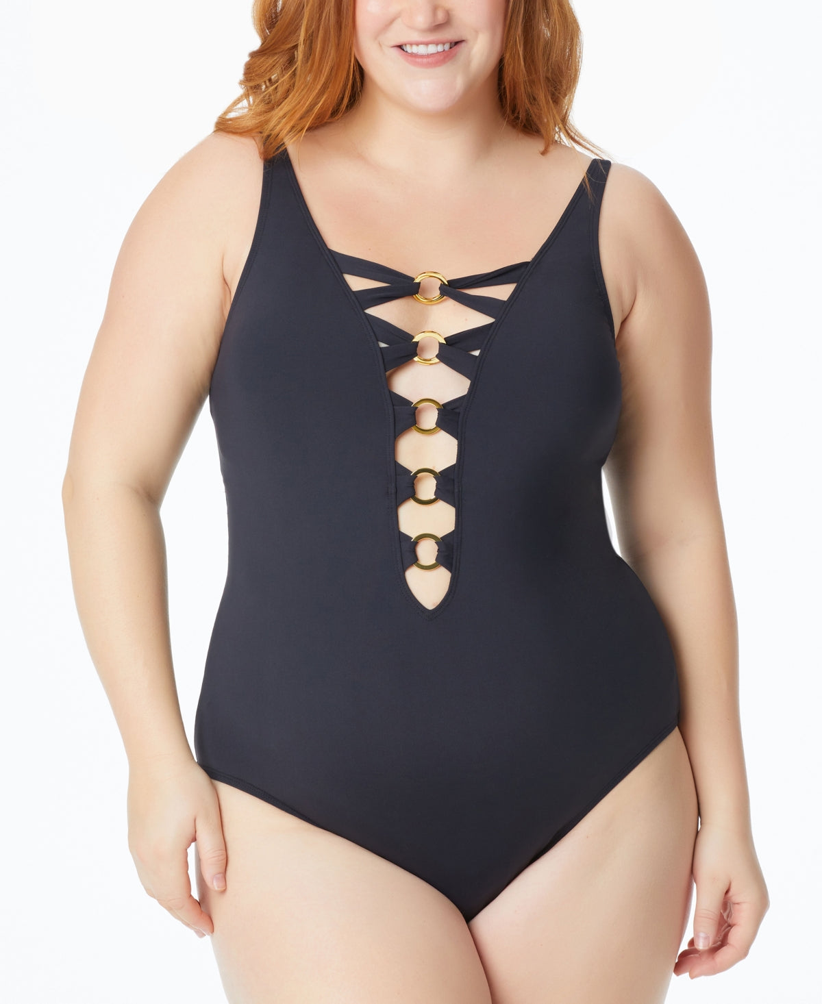 Bleu Rod Beattie Women's Ring Me Up Swimsuit Black Size 20W
