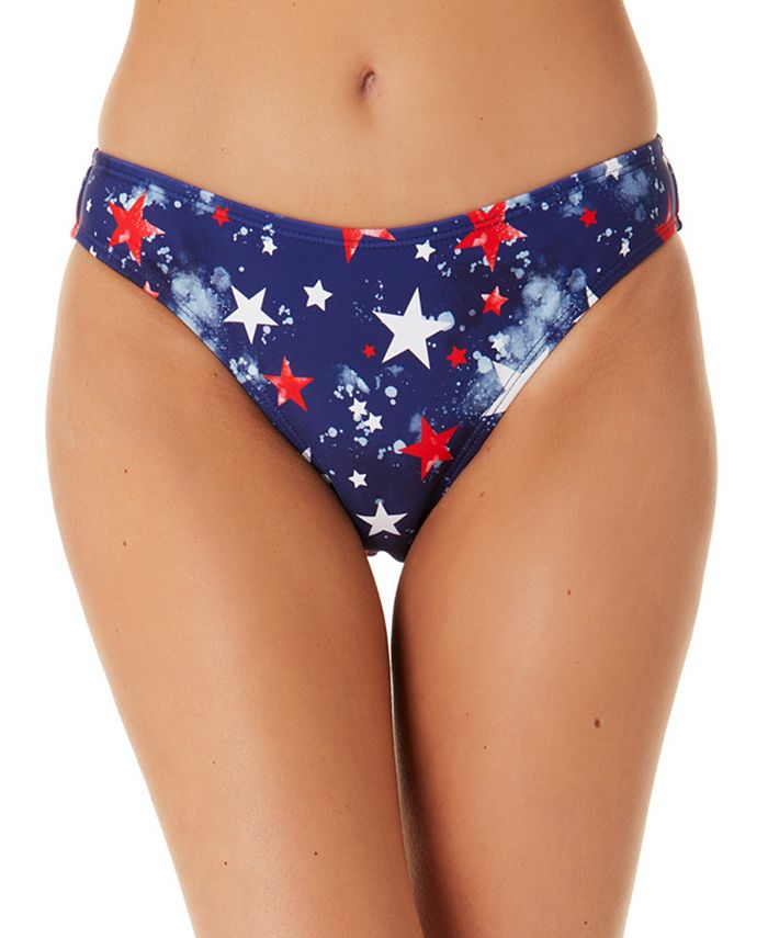 California Waves Junior's Splatter Star Hipster Bikini Bottoms Swimsuit Blue