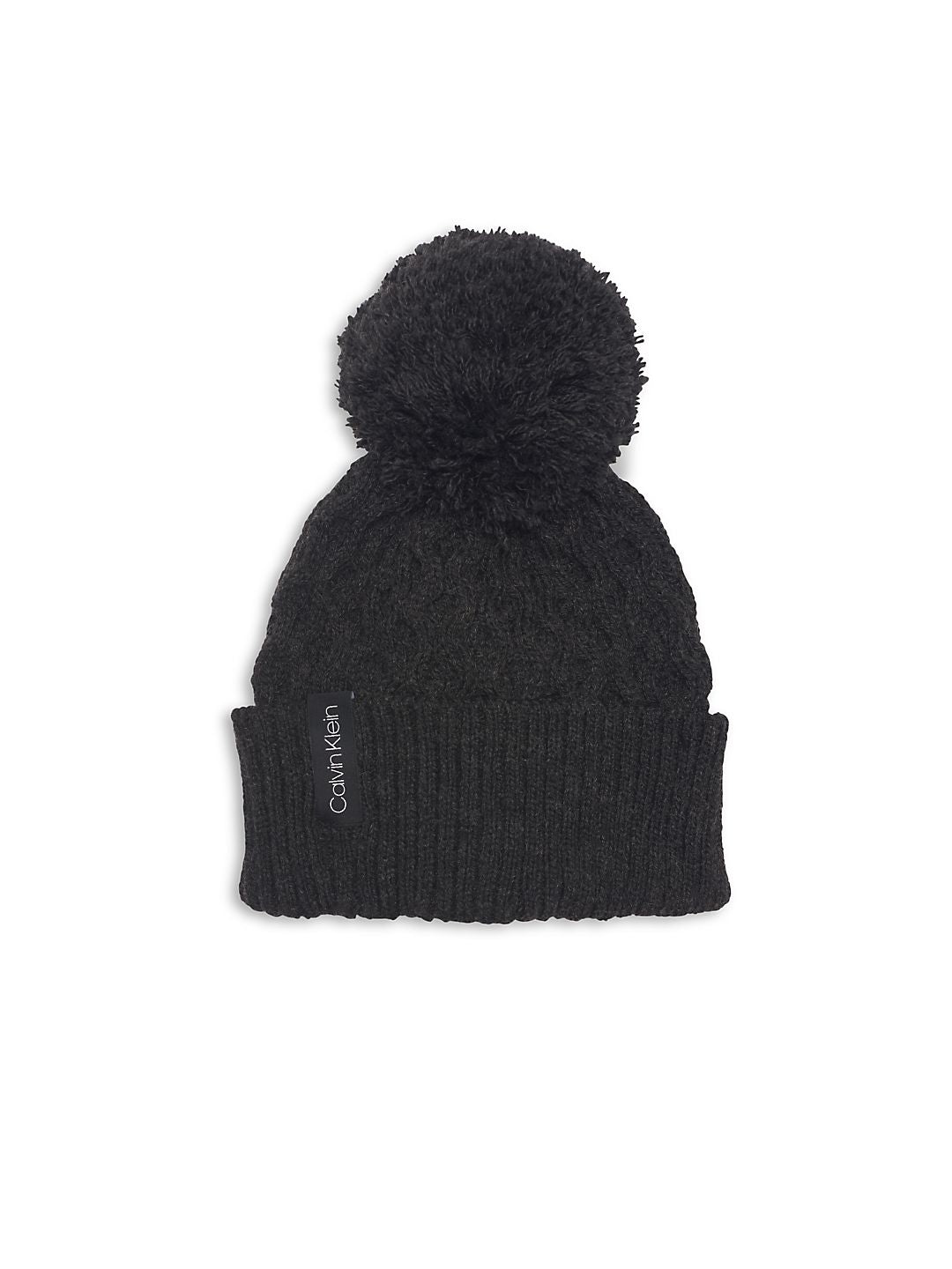 Calvin Klein Solid Cable Knit Beanie Gray One Size