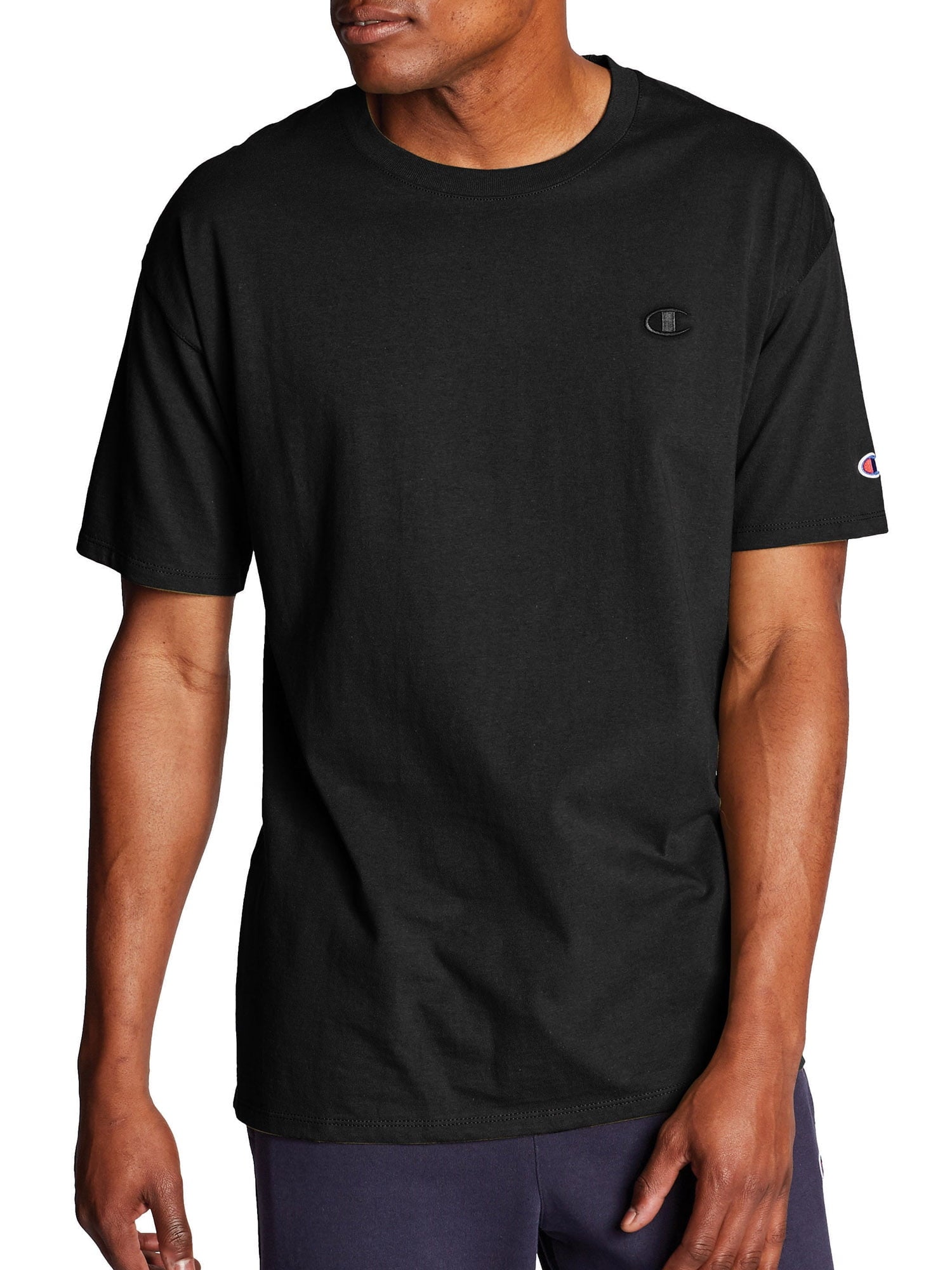 Champion Men's Cotton Jersey T-Shirt Black Size Medium