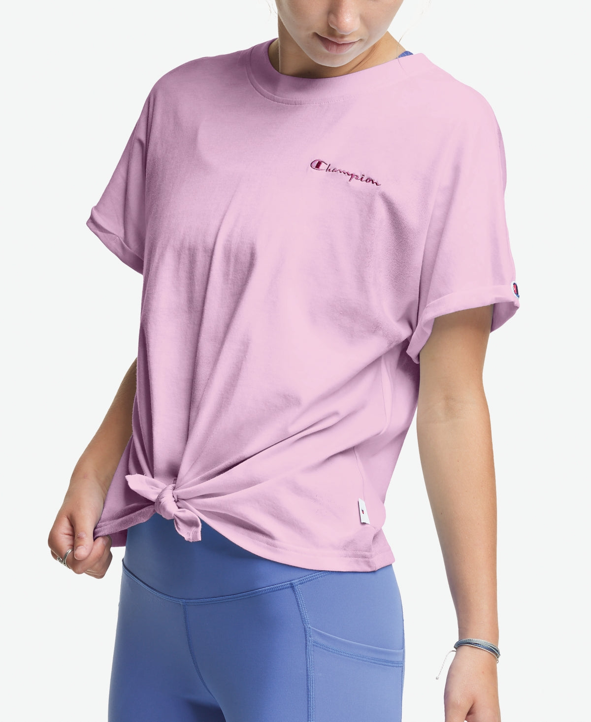 Champion Women's Active Tie Front T-Shirt Purple Size X-Small