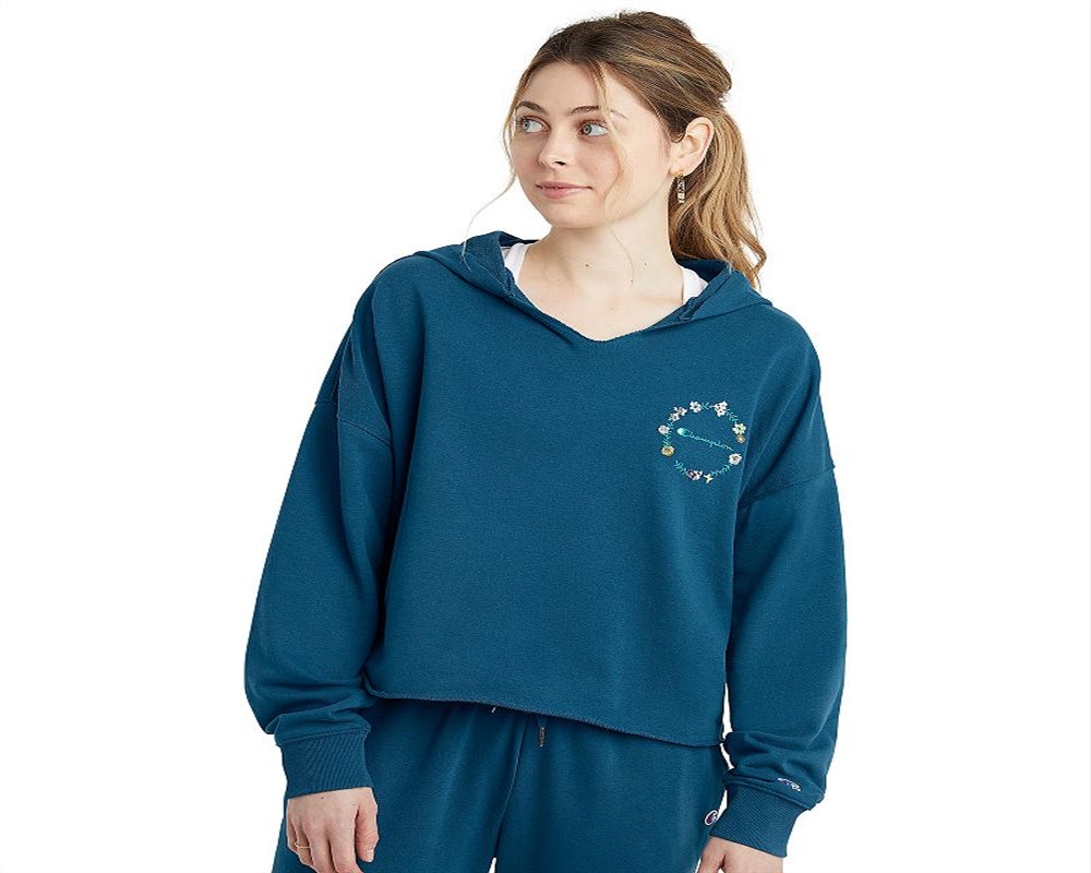 Champion Women's Campus French Hoodie Blue Size X Large