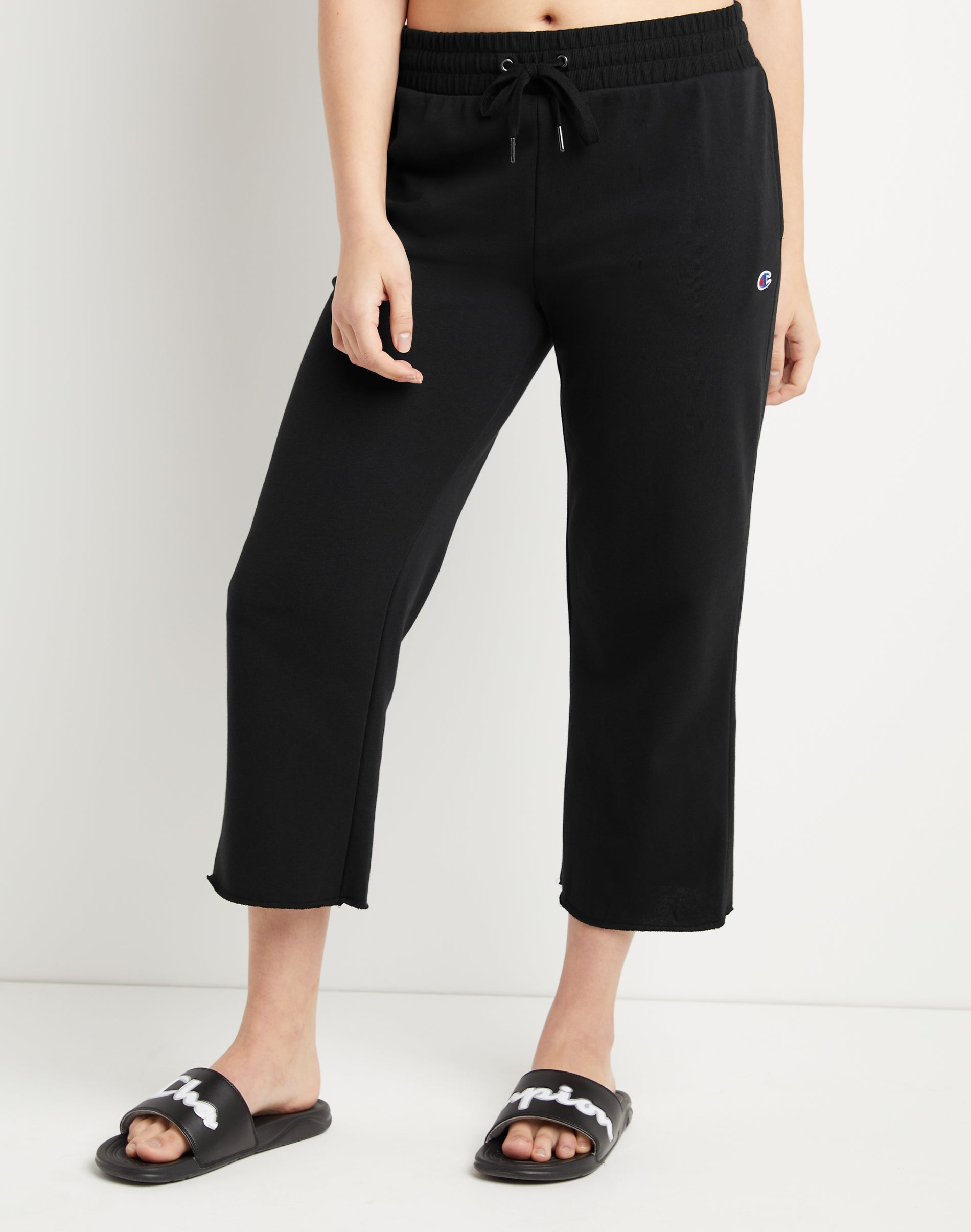 Champion Women's Campus French Terry Wide Leg Crop Black Size XX Large