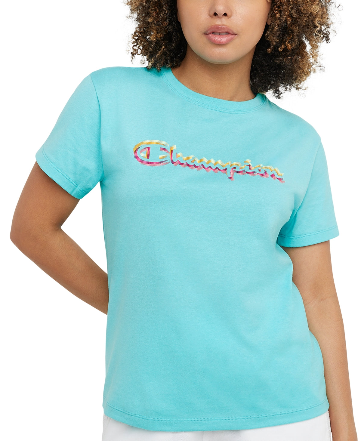 Champion Women's Classic Logo T-Shirt Blue Size Small