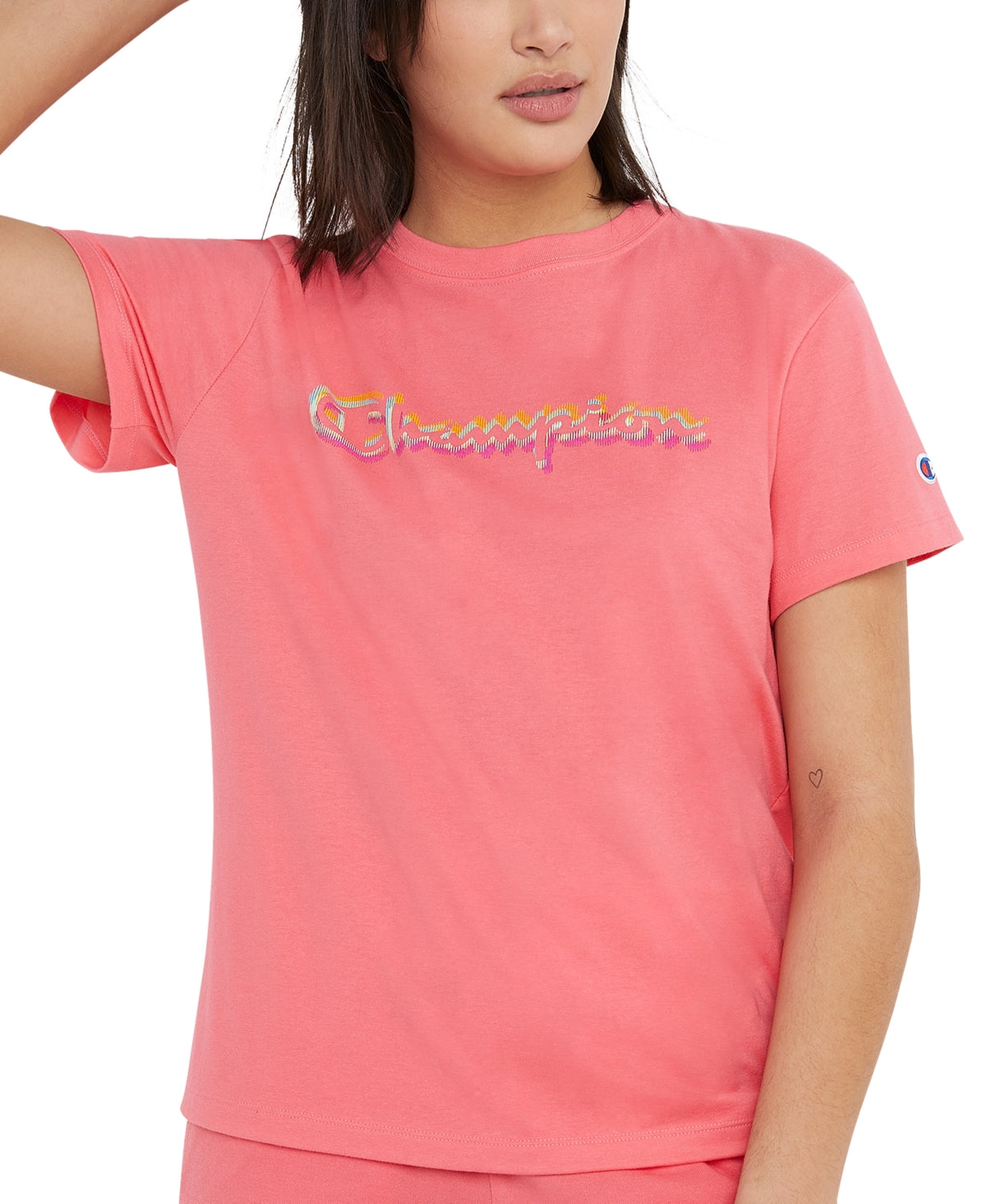 Champion Women's Classic Logo T-Shirt Pink Size X Small