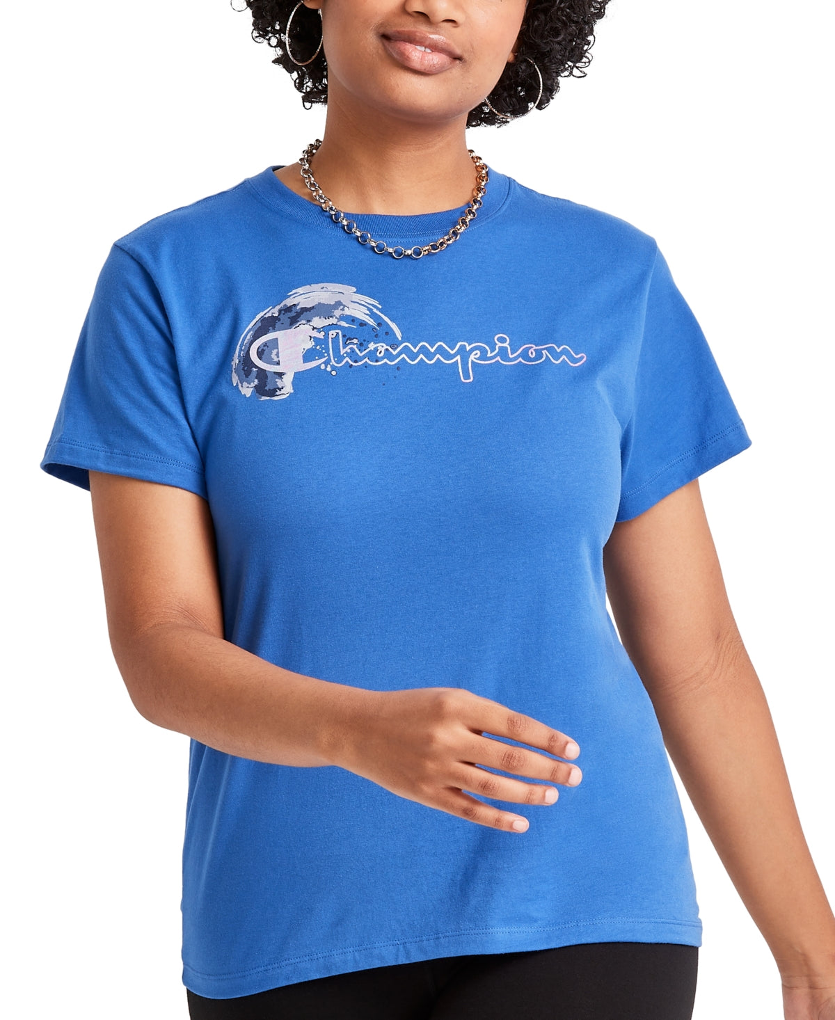 Champion Women's Classic T-Shirt Blue Size Medium