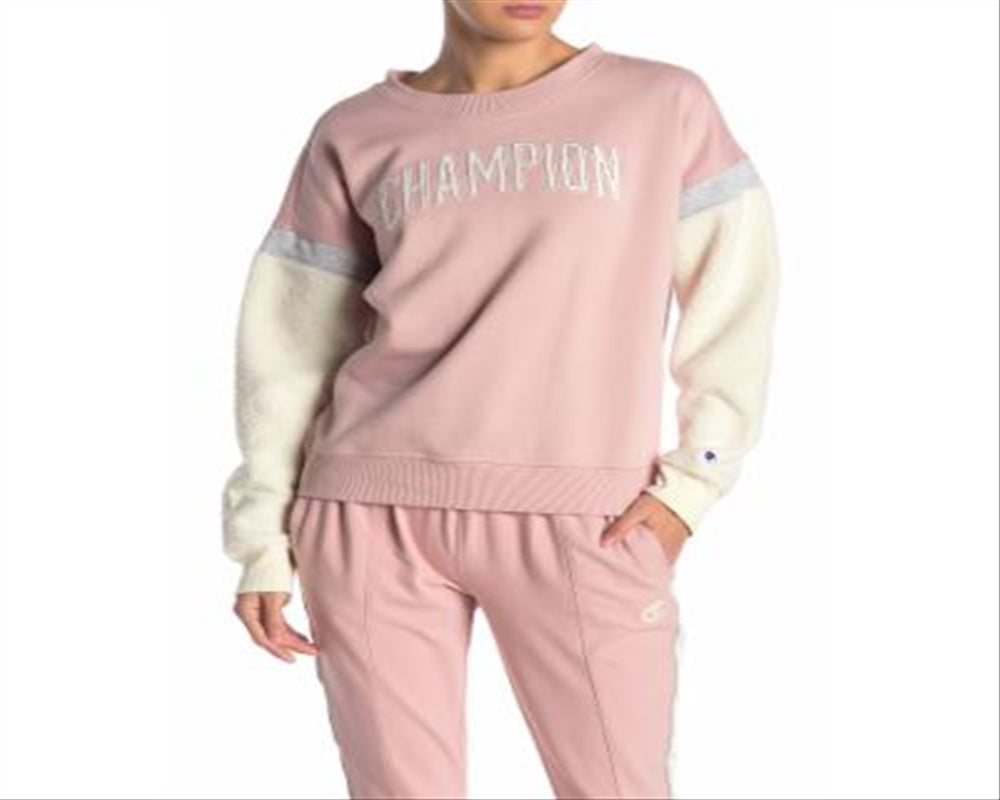 Champion Women's Crew Neck Long Sleeve Quarter Zip Pullover Pink Size X-Large