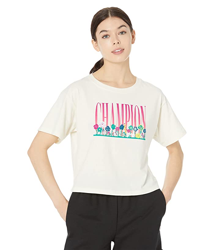 Champion Women's Graphic Floral Cropped Tee Brown Size X-Large