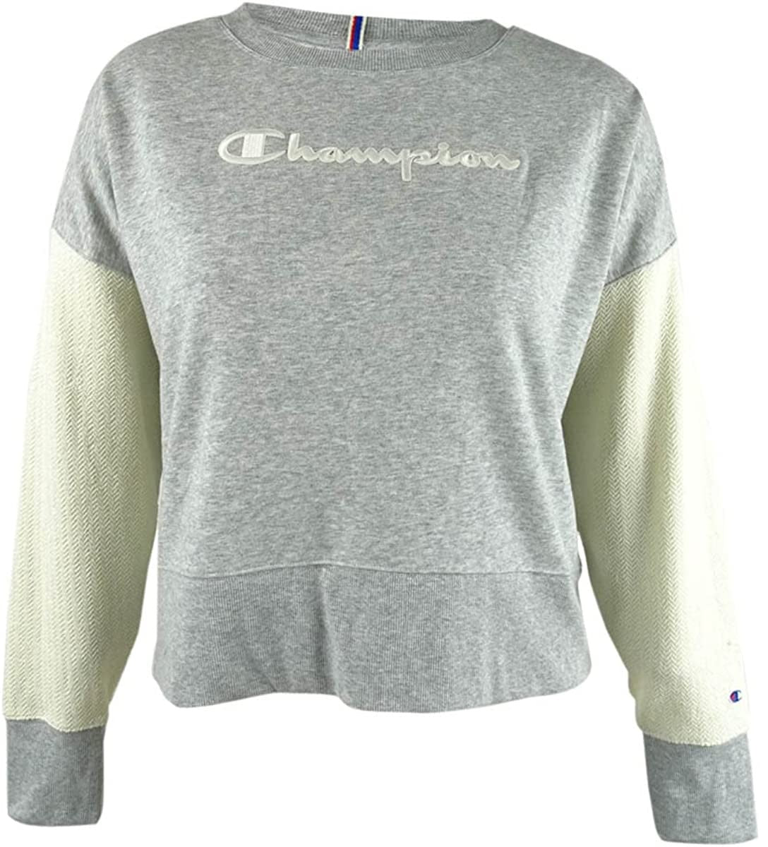 Champion Women's Heritage Cotton Mixed-Texture Sweatshirt Oxford Grey Size XS