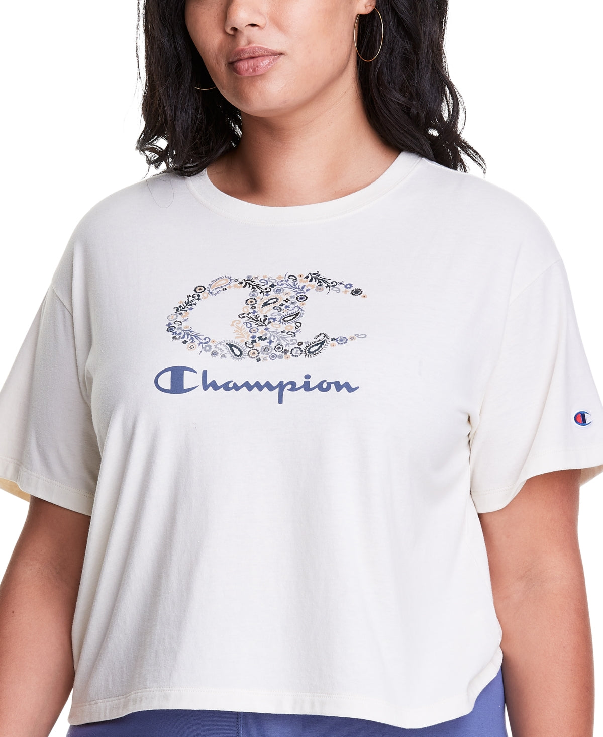 Champion Women's Logo Cropped T-Shirt White Size 2X