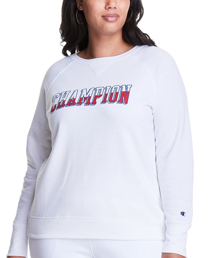 Champion Women's Logo Print Sweatshirt White Size XX-Large