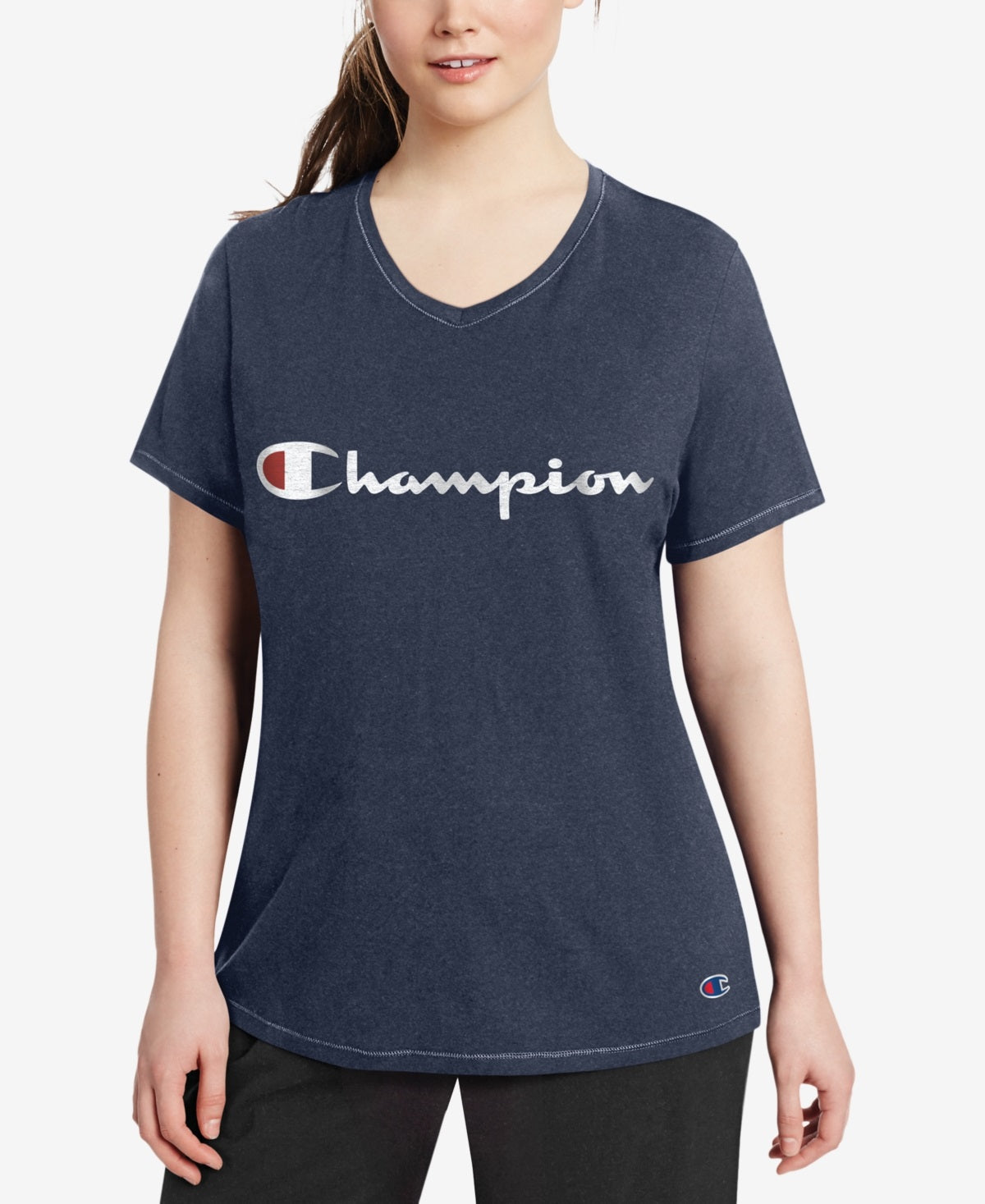 Champion Women's Logo T-Shirt Blue Size 2X