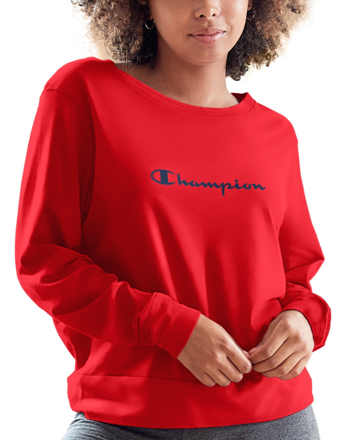 Champion Women's Long Sleeve Lounge Sleep T-Shirt Red Size Medium