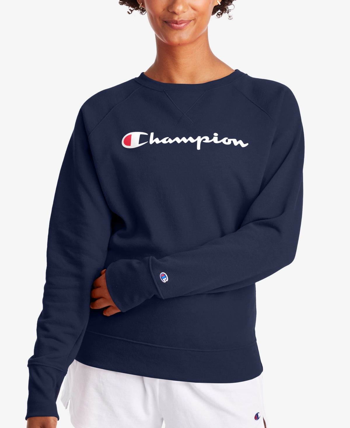 Champion Women's Powerblend Graphic Crewneck Sweatshirt Blue Size X-Small