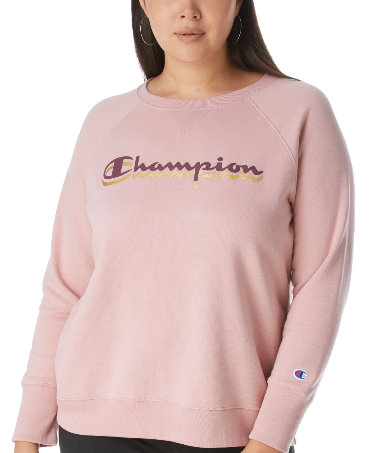 Champion Women's Powerblend Logo Sweater Pink Size XX-Large