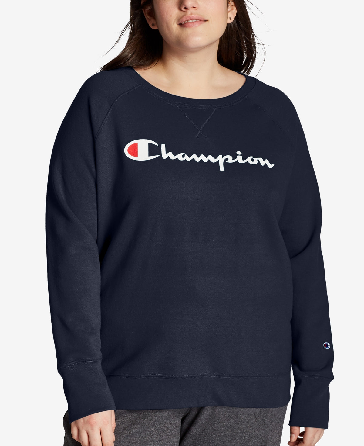 Champion Women's Powerblend Signature Graphic Sweatshirt Blue Size 1X