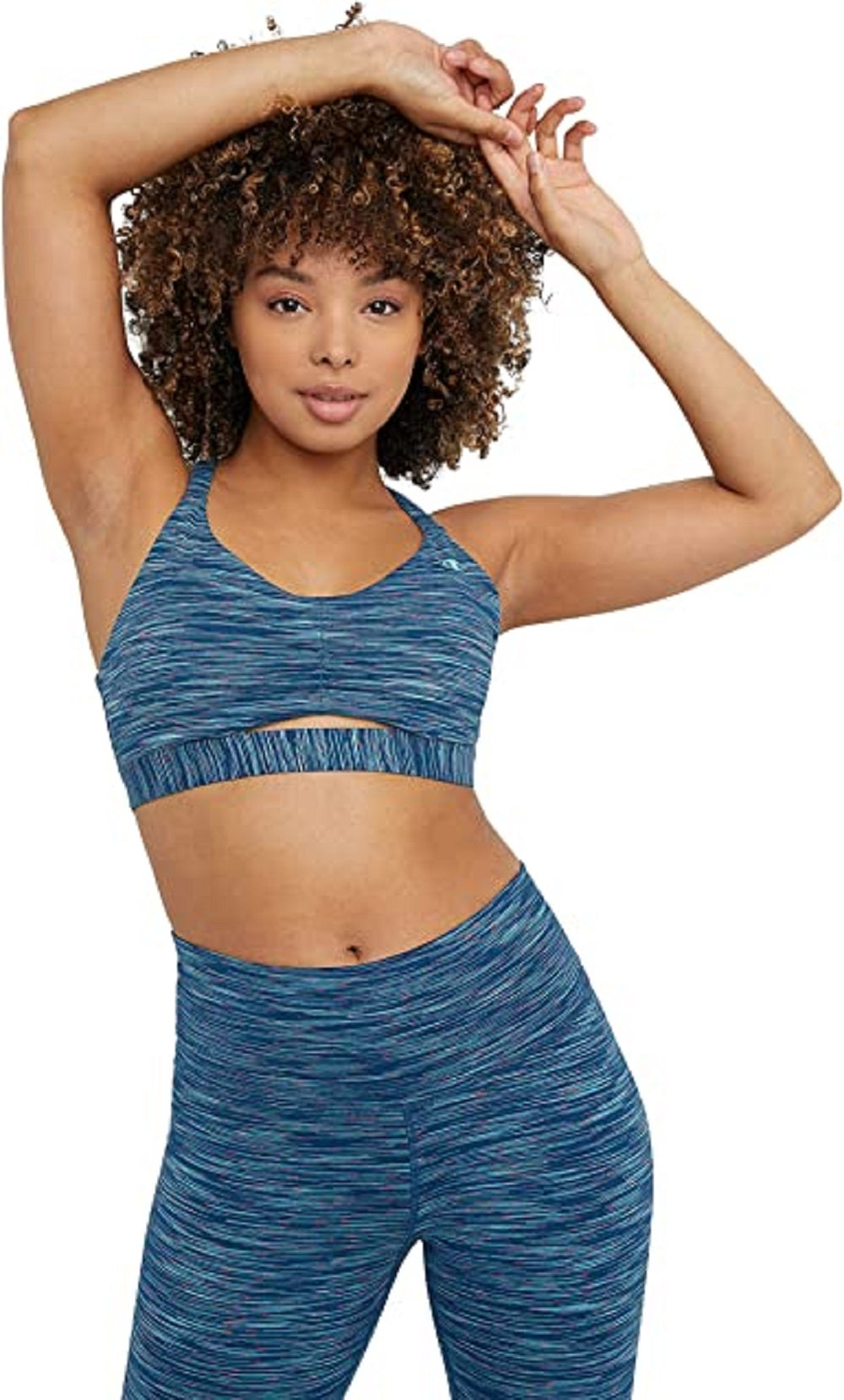 Champion Women's Ruched Sports Bra Space Dye Blue