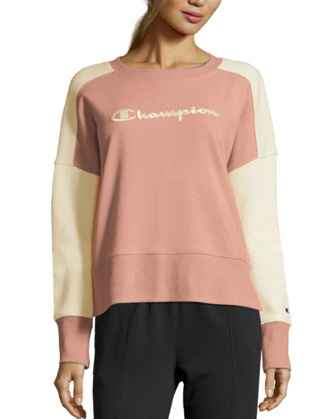Champion Women's Sweatshirt Logo Activewear Pink
