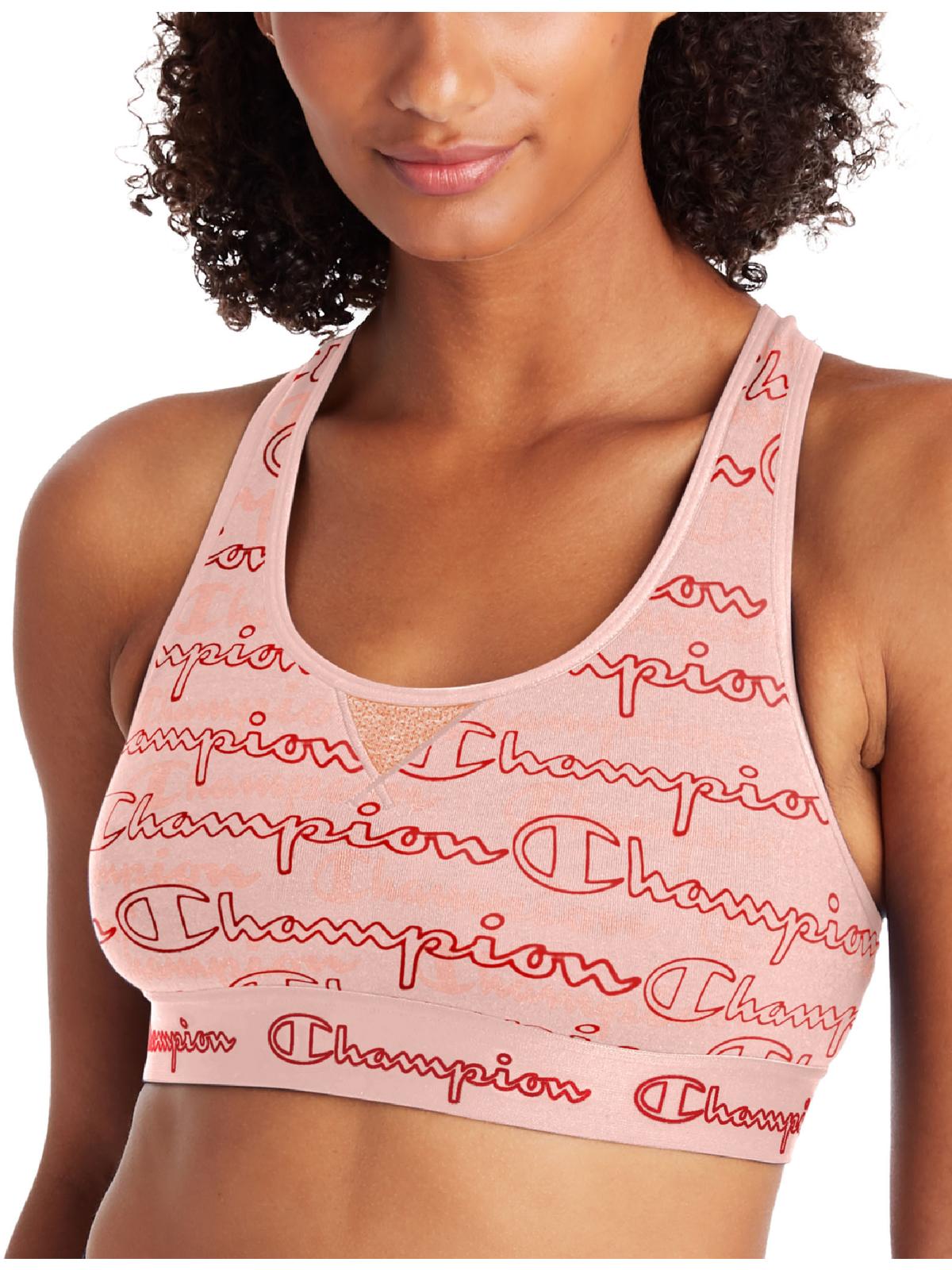 Champion Women's The Authentic Layered Scripts Sports Bra Pink Size X-Small