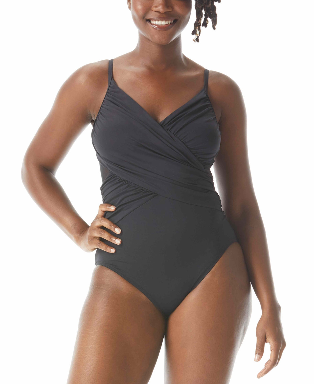 Coco Reef Women's Contours Sterling Bra One Piece Swimsuit Black Size 38CD