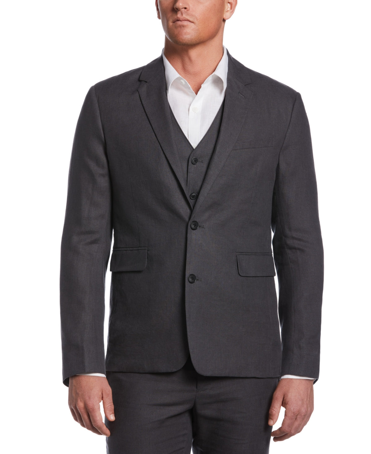 Cubavera Men's Classic Fit Solid Delave Linen Sport Coat Black Size X-Large