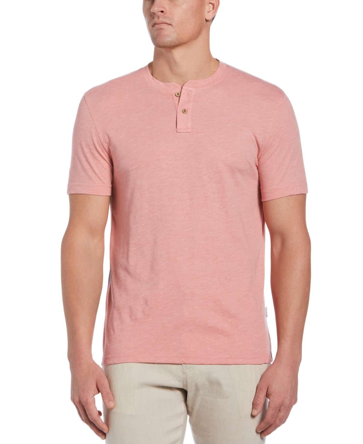 Cubavera Men's Slub Henley T-Shirt Pink Size X-Large