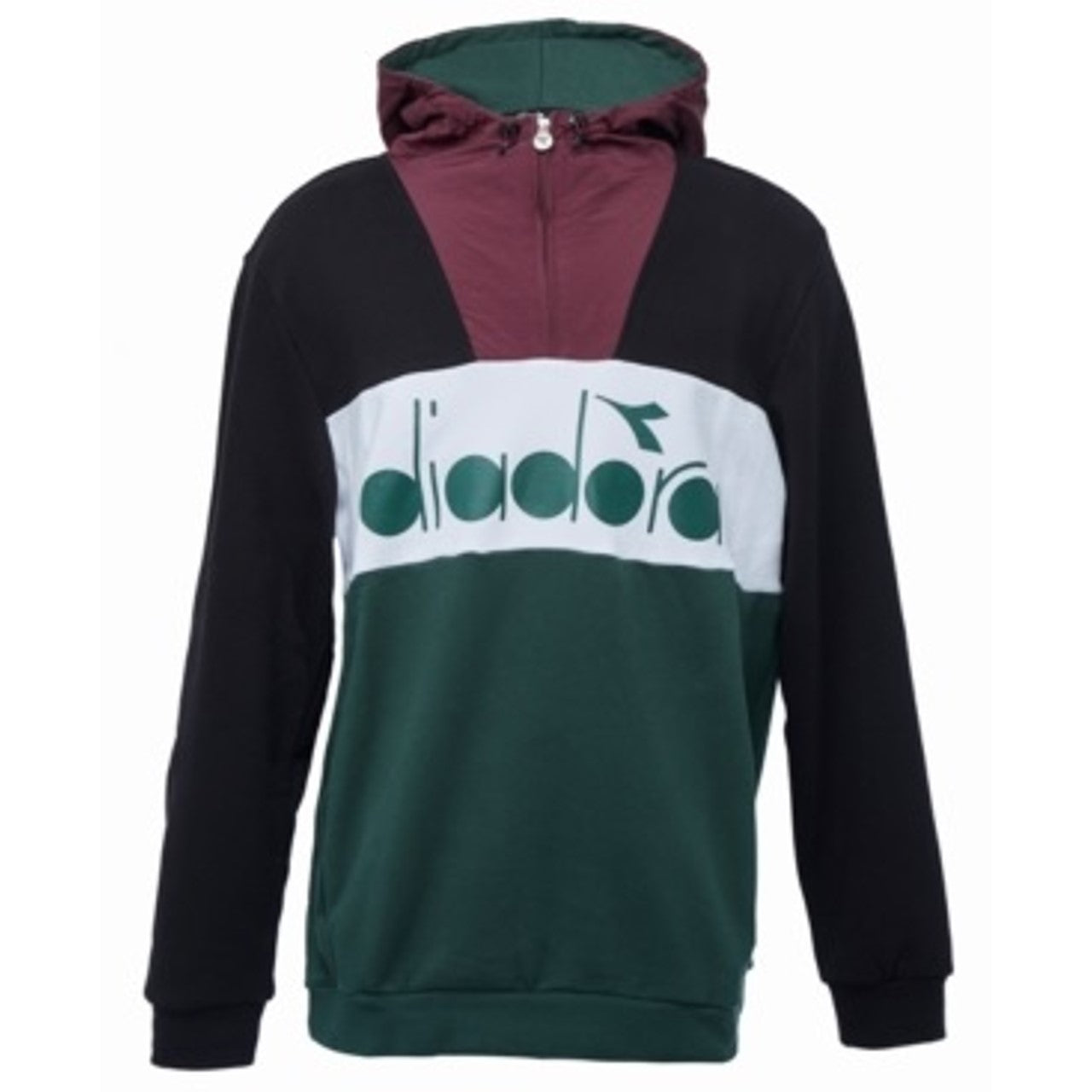 Diadora Men's Colorblocked Quarter Zip Hoodie Green/White Size Small