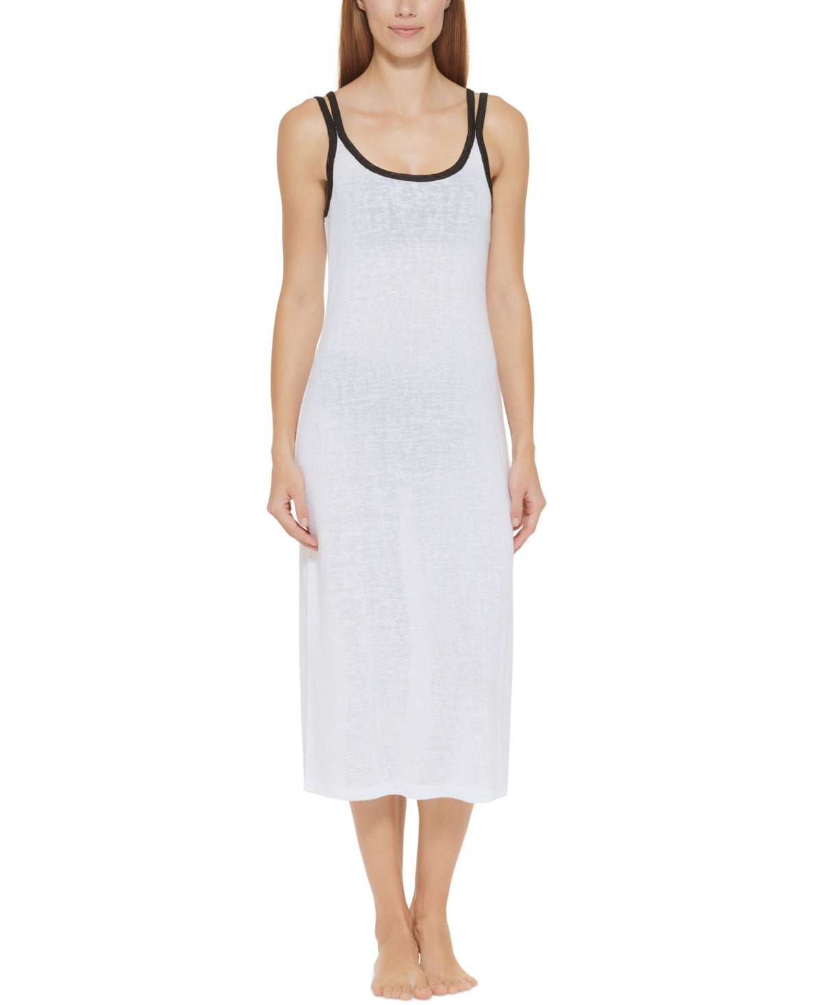 Dkny Women's Double Strap Dress Cover Up Swimsuit White Size Medium